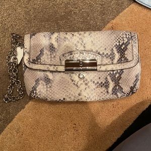 Grey snake print coach clutch